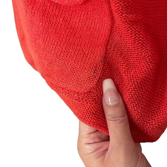 J.Jill Small Cardigan Sweater Linen Cotton Red Orange Open Front Pockets - Picture 6 of 12